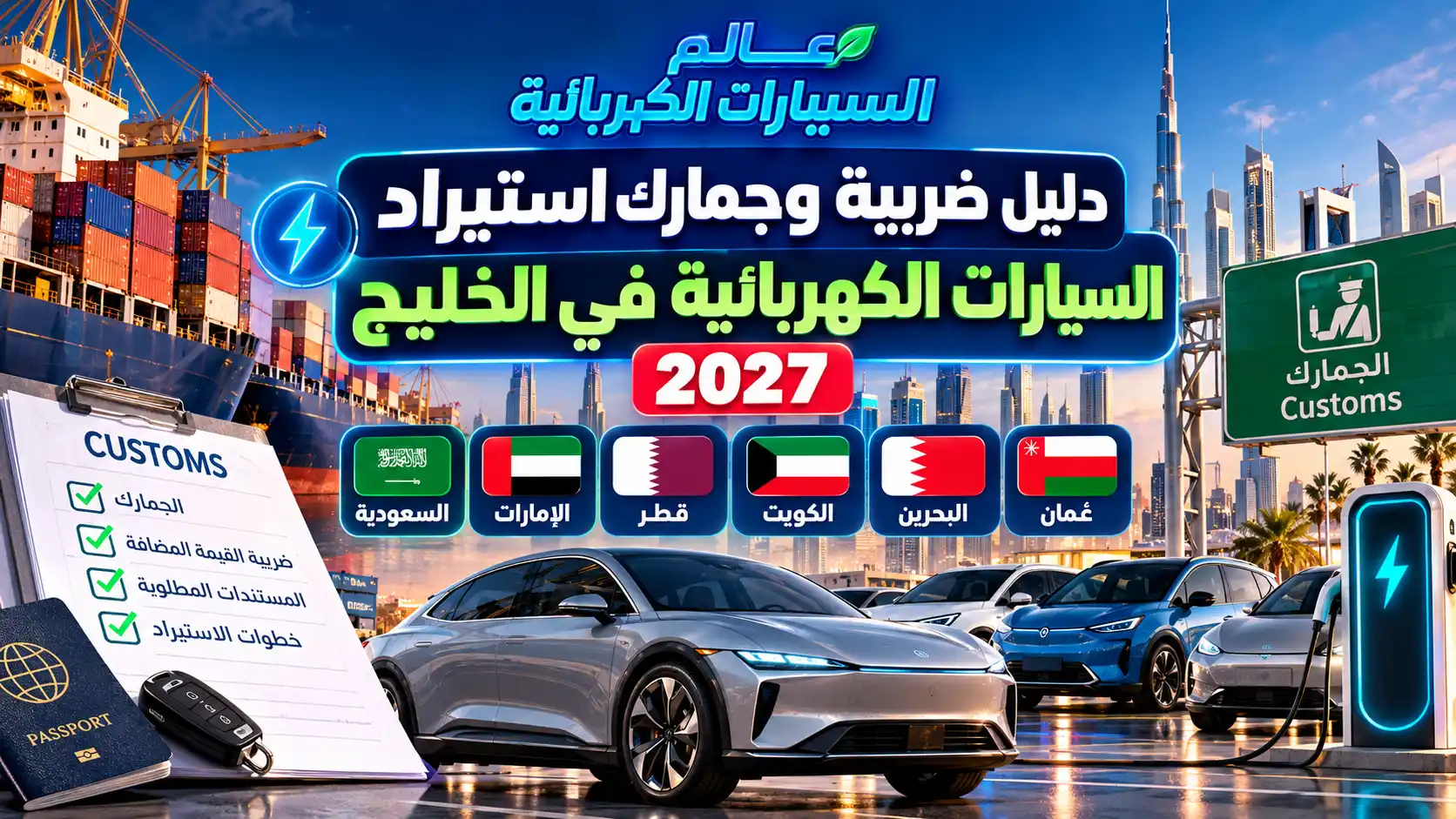 دليل ضريبة وجمارك استيراد السيارات الكهربائية في الخليج 2027